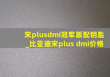 宋plusdmi冠军版配钥匙_比亚迪宋plus dmi价格